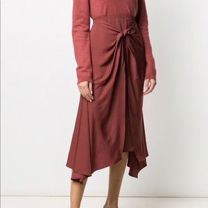 Vince Front Knot Detail Asymmetric Skirt